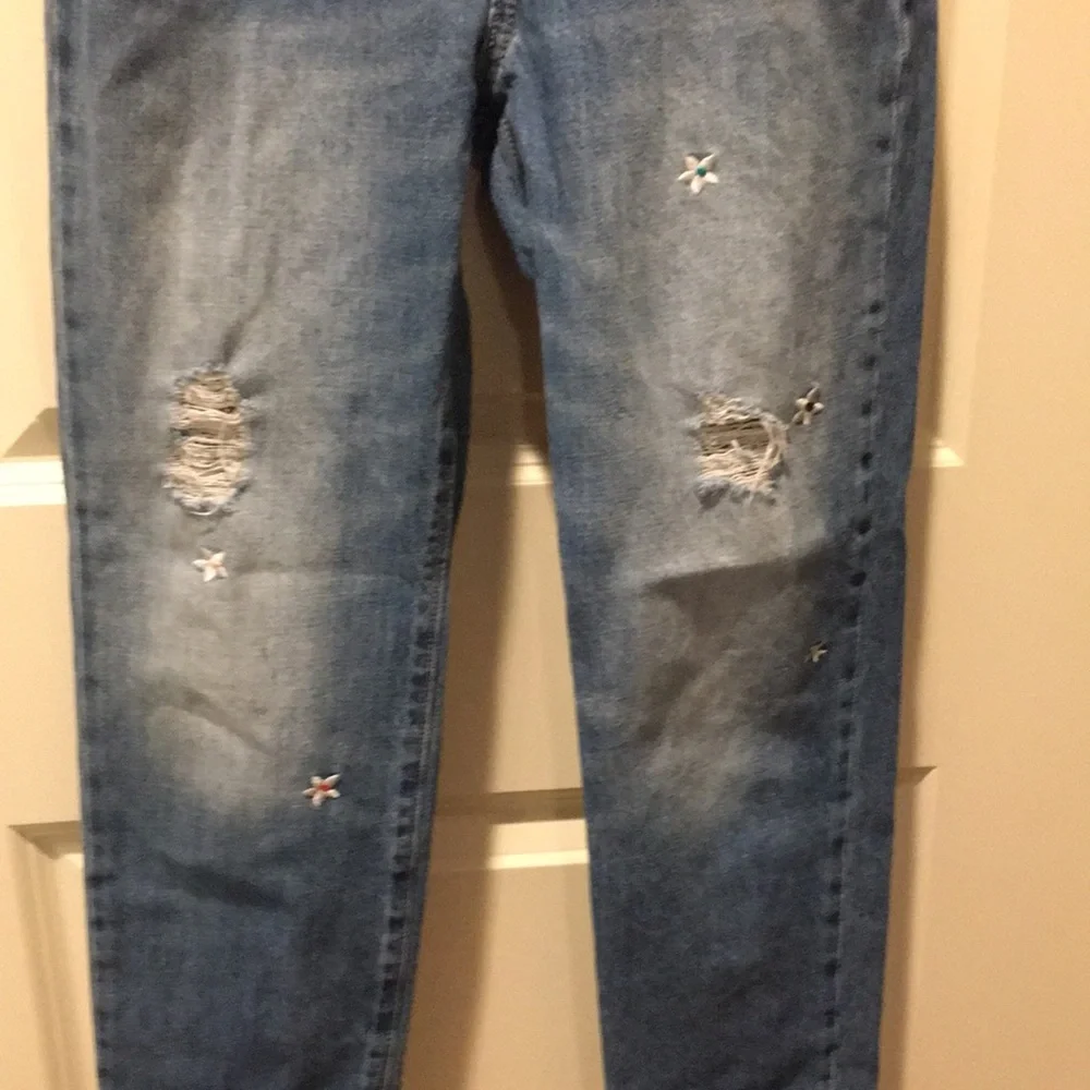 Old Navy girl embroidered floral Boyfriend Skinny Jean size 14R adjustable waist